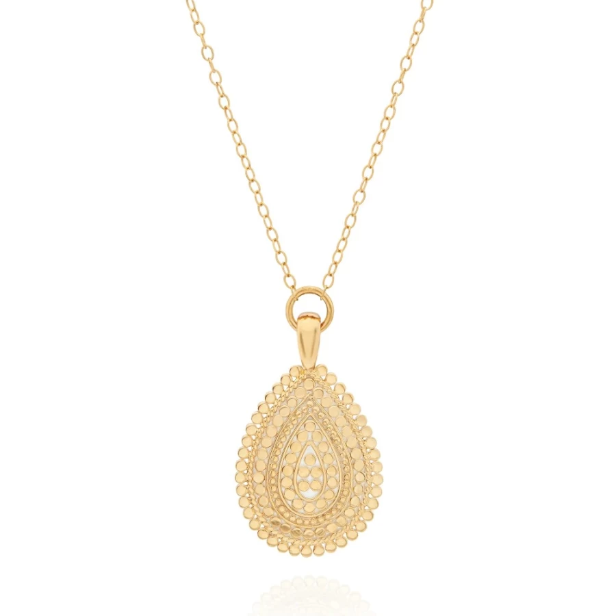 Anna Beck Women's Medium Scalloped Drop Pendant Necklace - Elegant Shell Design Dangling Chain Jewelry