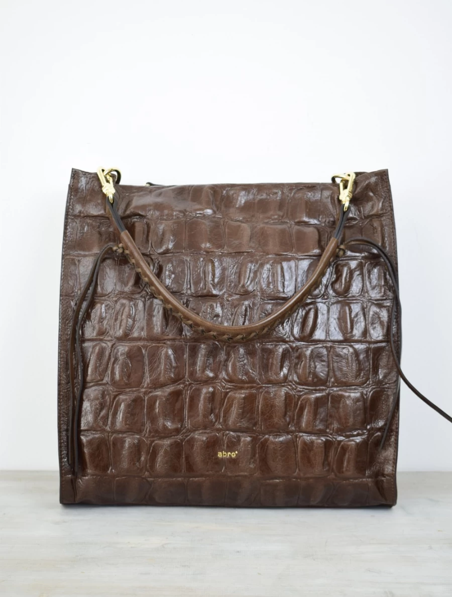 Abro Women's Hobo Heather Leather Handbag in Primitivo Wood Finish