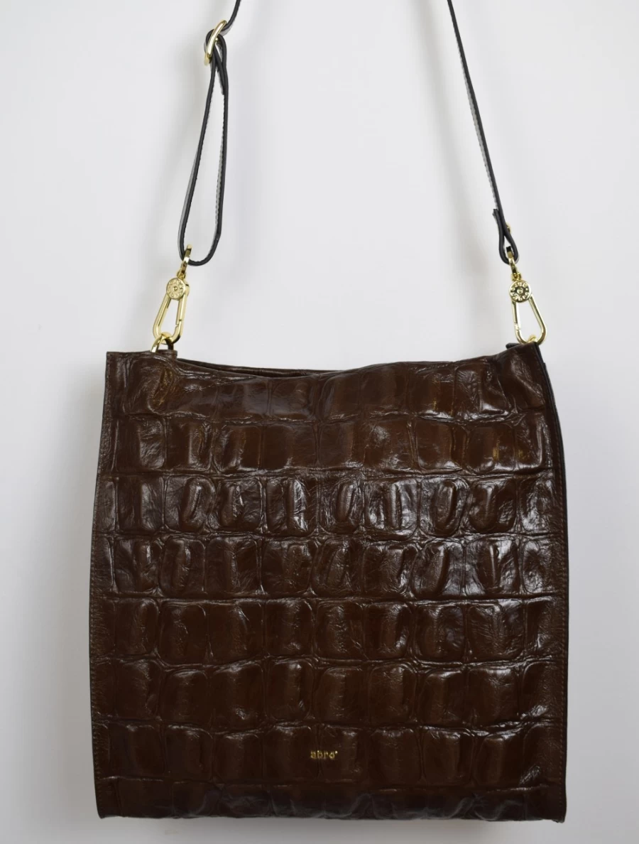 Abro Women's Hobo Heather Leather Handbag in Primitivo Wood Finish