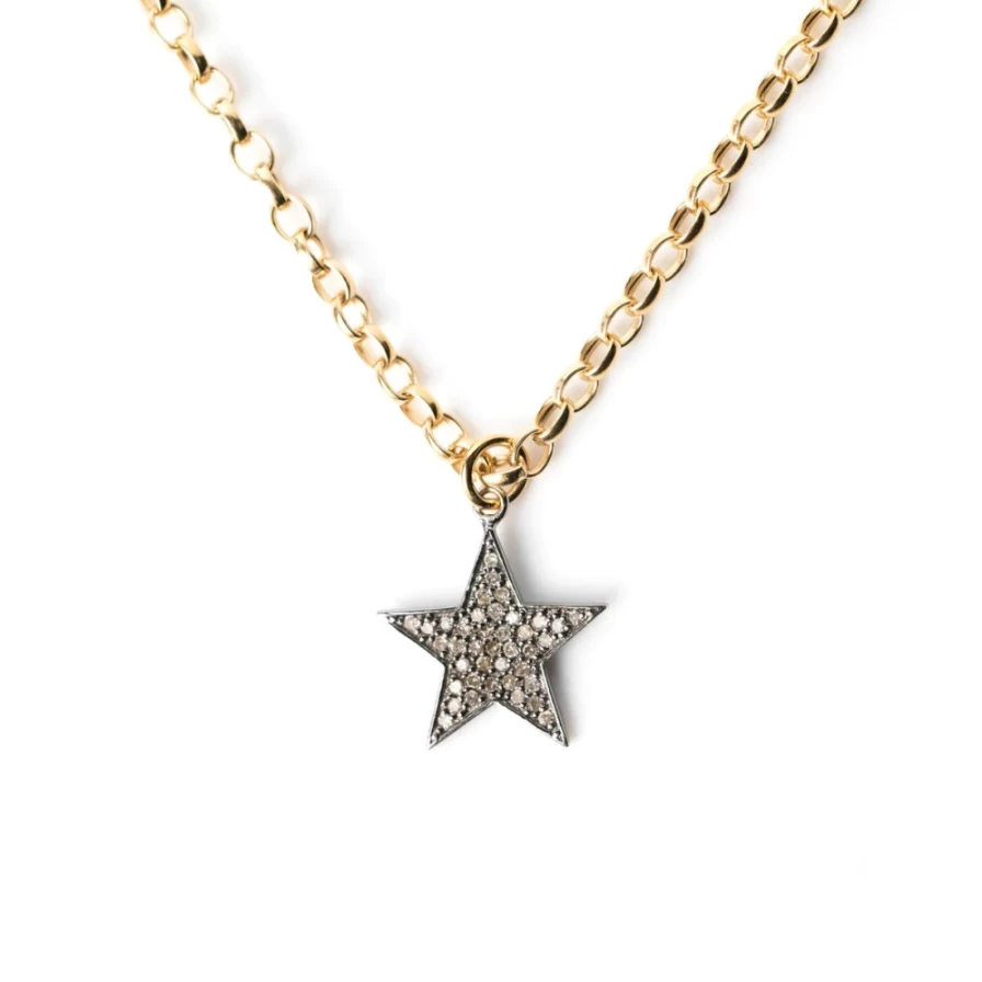 Kirstie Le Marque Women's Diamond Chunky Star Pendant Necklace - Sterling Silver Statement Jewelry
