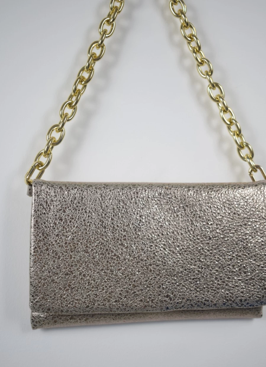 Abro Women's Elegant Leather Clutch in Champagne for Evening & Special Occasions