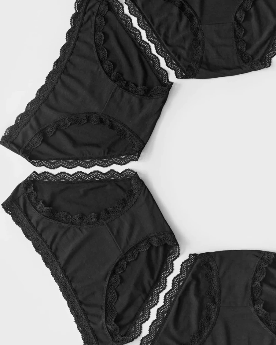 Stripe & Stare Women's Black Knickers 4-Pack Box