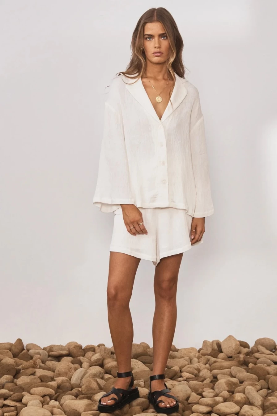 Sancia Women's Pearl Embellished Una Blouse - Elegant Feminine Top
