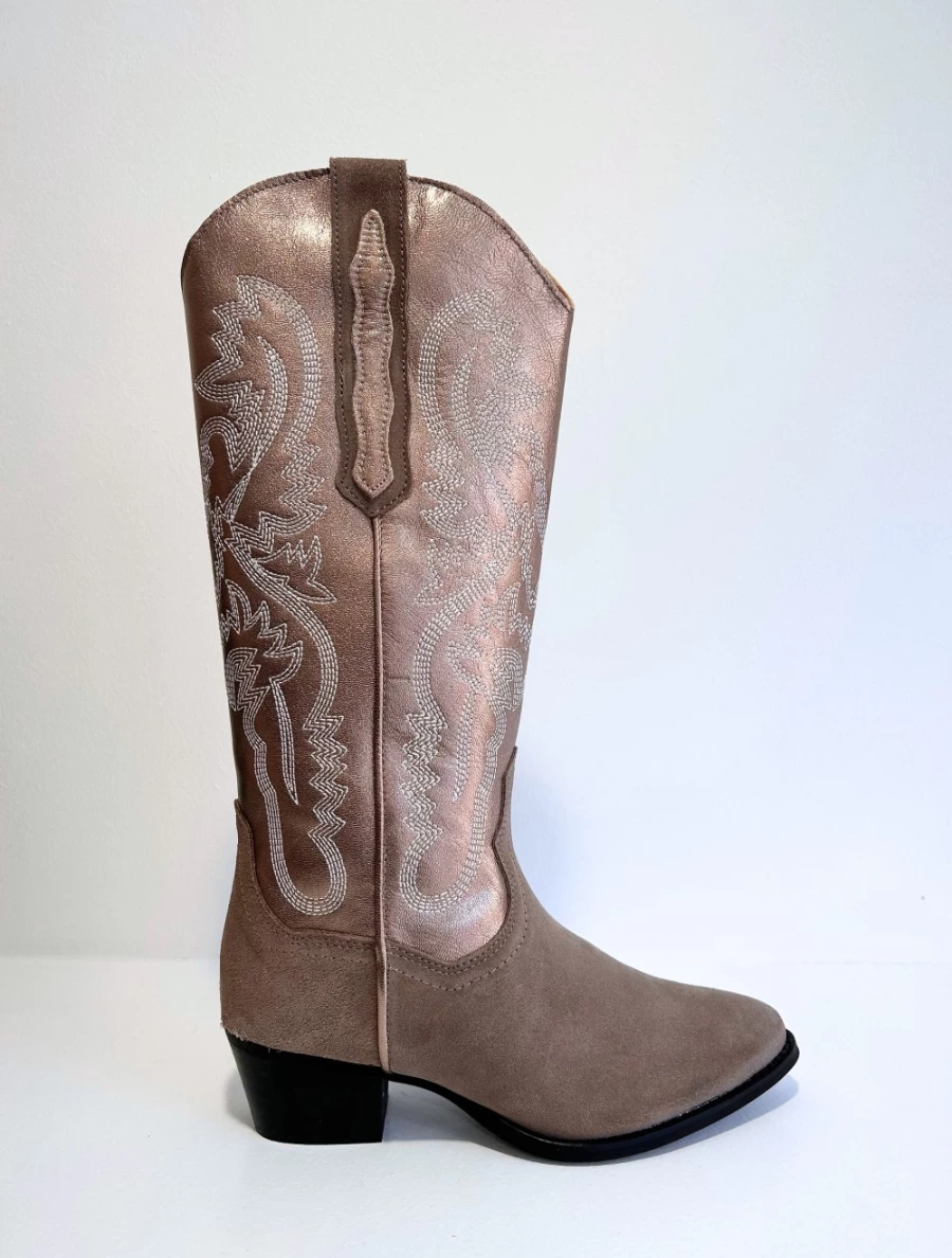 DWRS Women's Tulsa Western Boot in Beige and Smoke - Stylish Cowgirl Ankle Boots