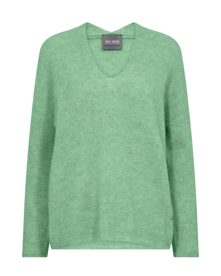 Mos Mosh Women's V Neck Zephyr Green Top | Mmthora Style Lightweight Blouse