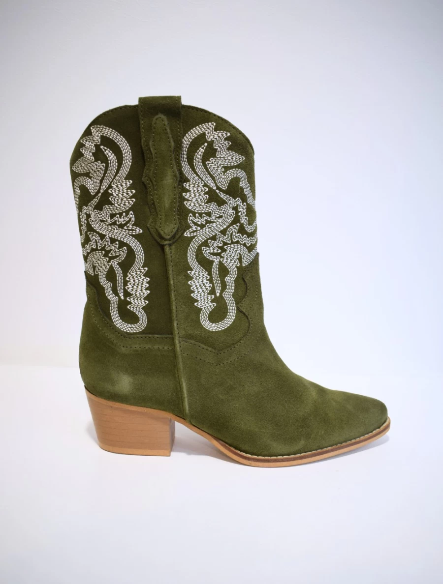 DWRS Women's Brady Suede Western Boots Army Style Ankle Boots