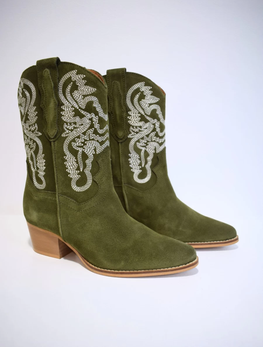 DWRS Women's Brady Suede Western Boots Army Style Ankle Boots