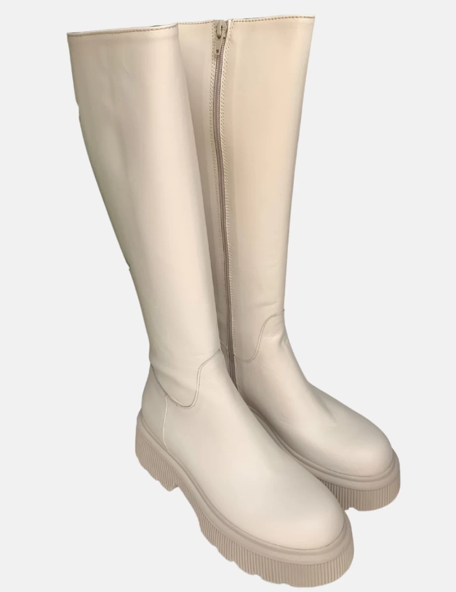 Donna Lei Women's Vitello Leather Long Boots Elegant Knee-High Fashion Boots
