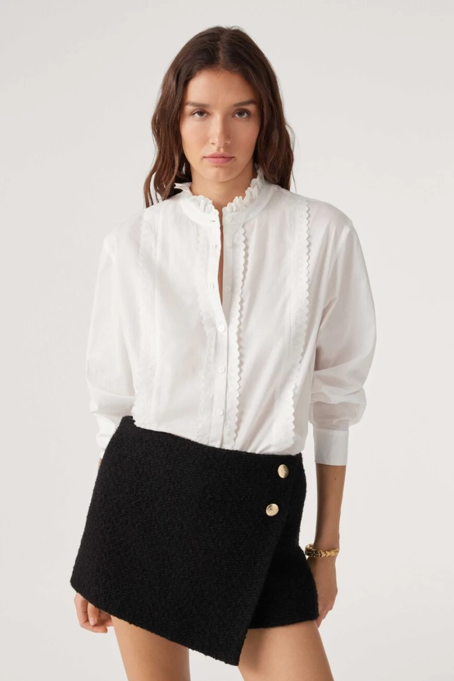 ba&sh Women's Prisca Long Sleeve Shirt in White - Elegant Casual Blouse