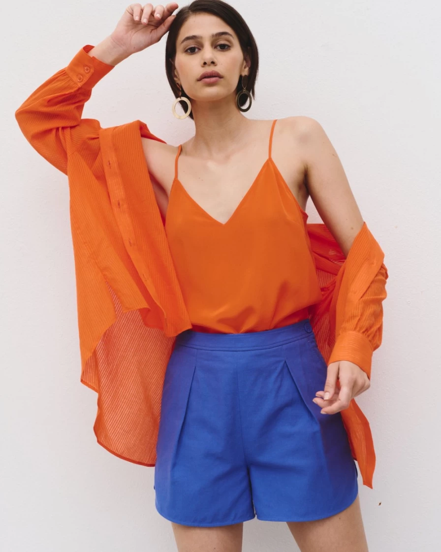Idano Women's Orange Seb Shirt - Stylish Casual Top for Women