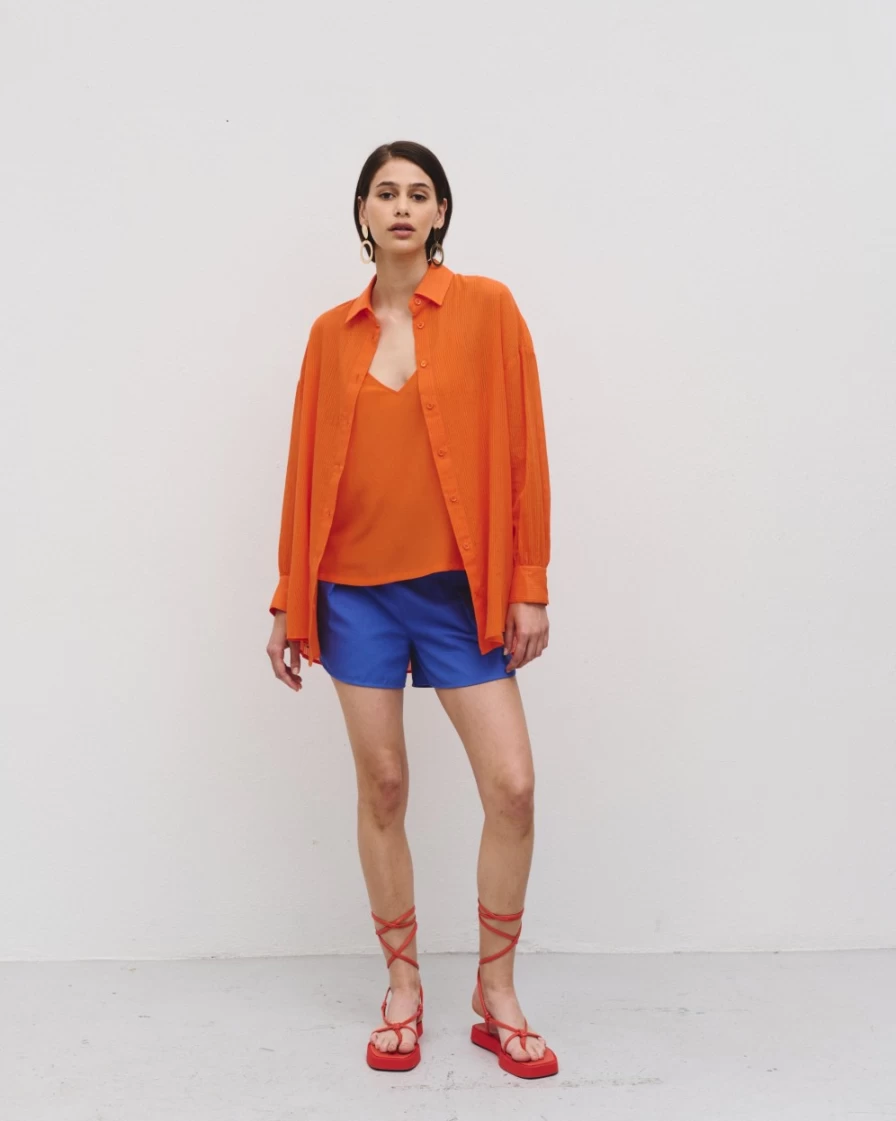 Idano Women's Orange Seb Shirt - Stylish Casual Top for Women