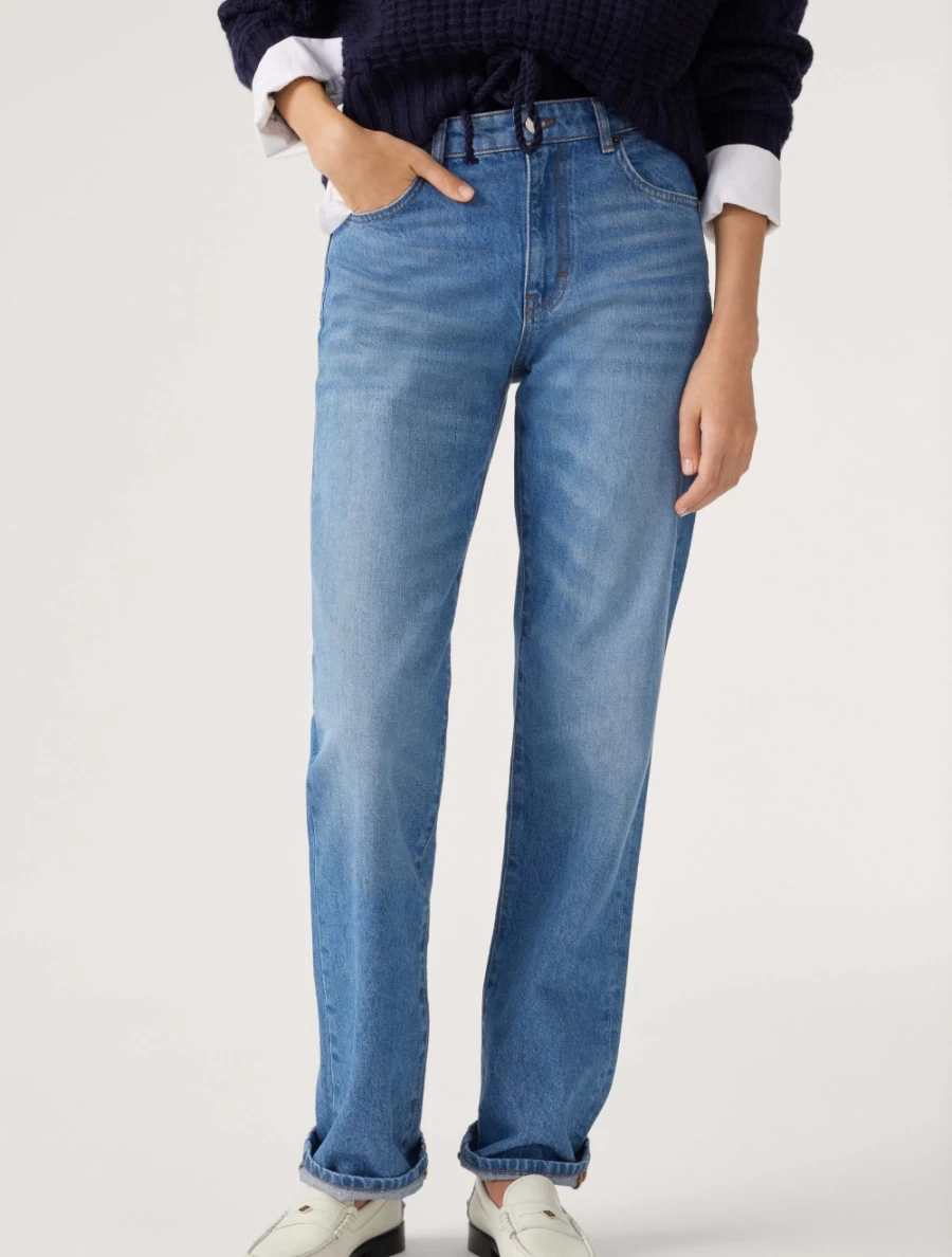 ba&sh Women's Onasis High-Rise Boyfriend Jeans - Relaxed Fit Distressed Denim Pants