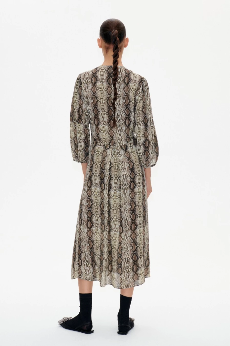 Baum und Pferdgarten Women's Adya Dress in Light Yellow Snake Print