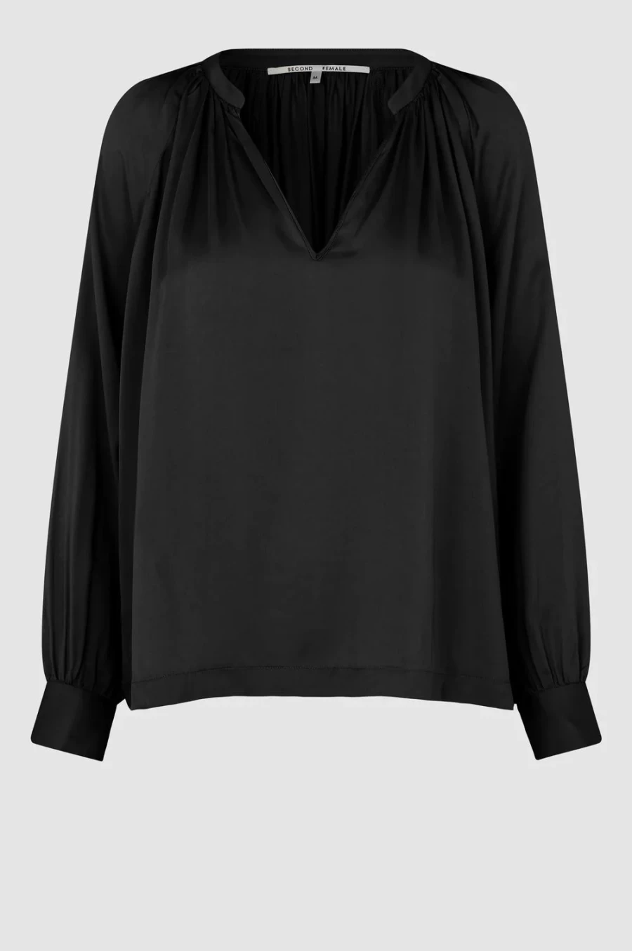 Second Women's Black Drape Tunic Blouse - Elegant Feminine Top