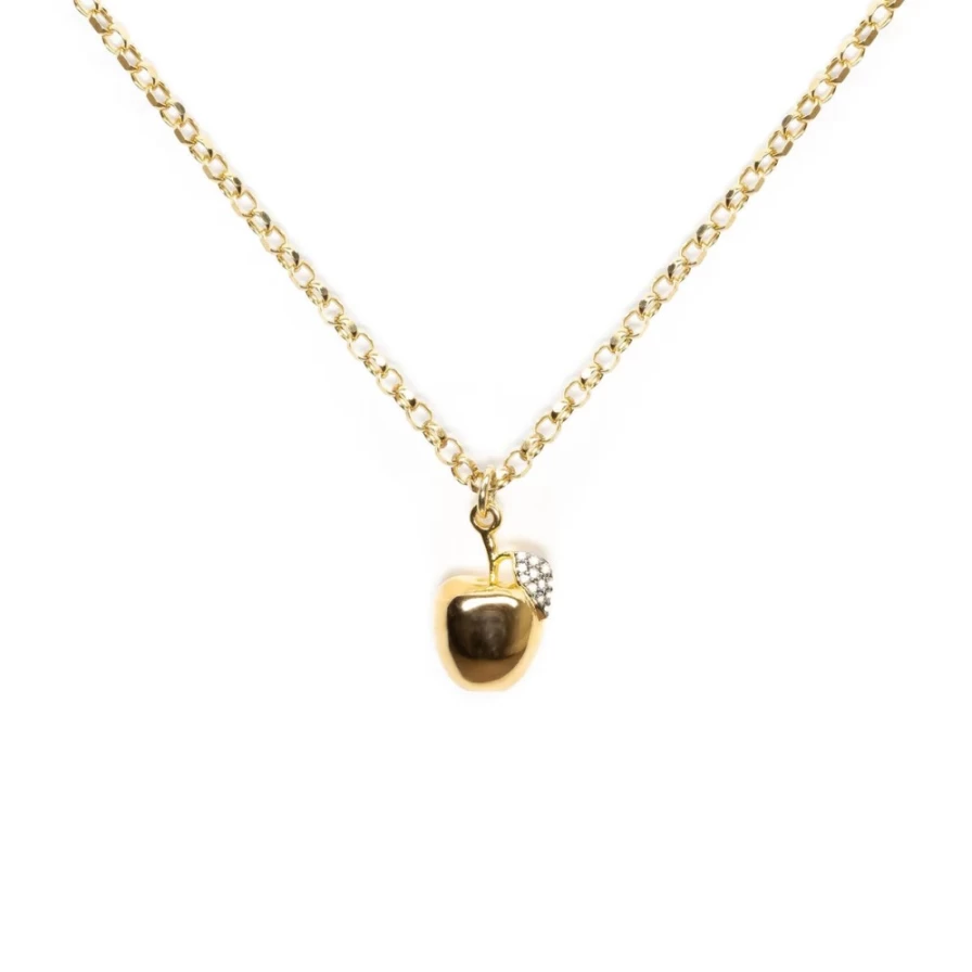 Kirstie Le Marque Diamond & Gold Apple Pendant Necklace for Women - Elegant Fashion Jewelry Gift