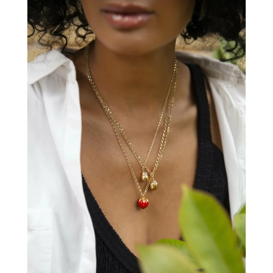 Kirstie Le Marque Diamond & Gold Apple Pendant Necklace for Women - Elegant Fashion Jewelry Gift
