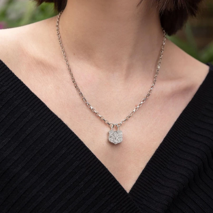 Kirstie Le Marque Women's Diamond & Sterling Silver Chunky Lock Pendant Necklace