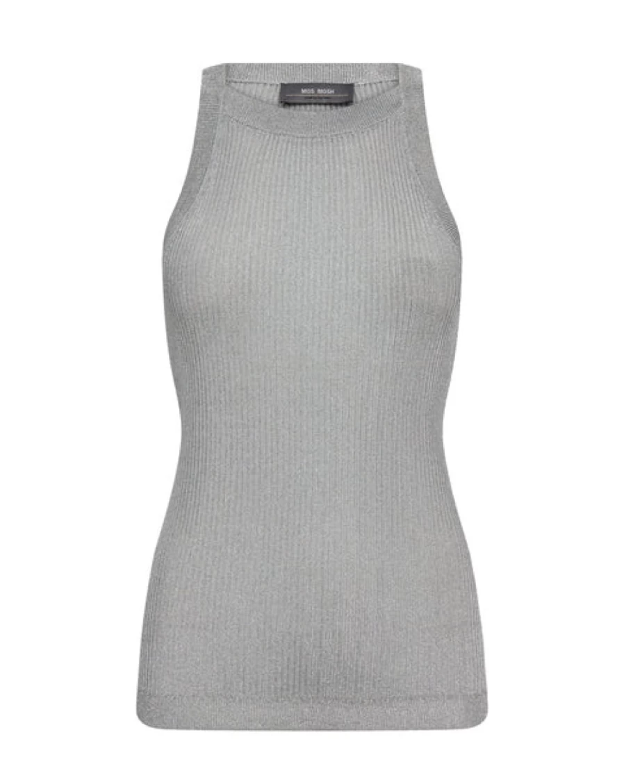 Mos Mosh Women's Silver Knit Tank Top - Mmimanja Style Sleeveless Casual Shirt