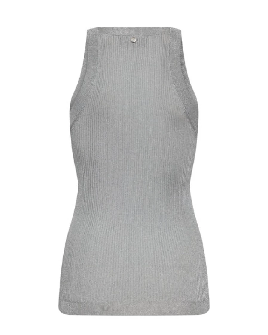 Mos Mosh Women's Silver Knit Tank Top - Mmimanja Style Sleeveless Casual Shirt