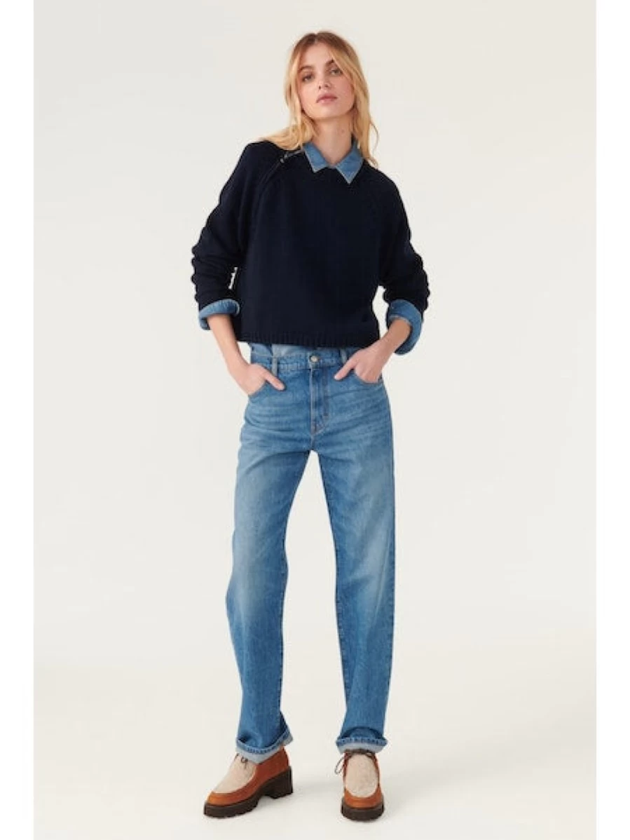 ba&sh Women's Corvy Jumper in Navy - Classic Knit Sweater