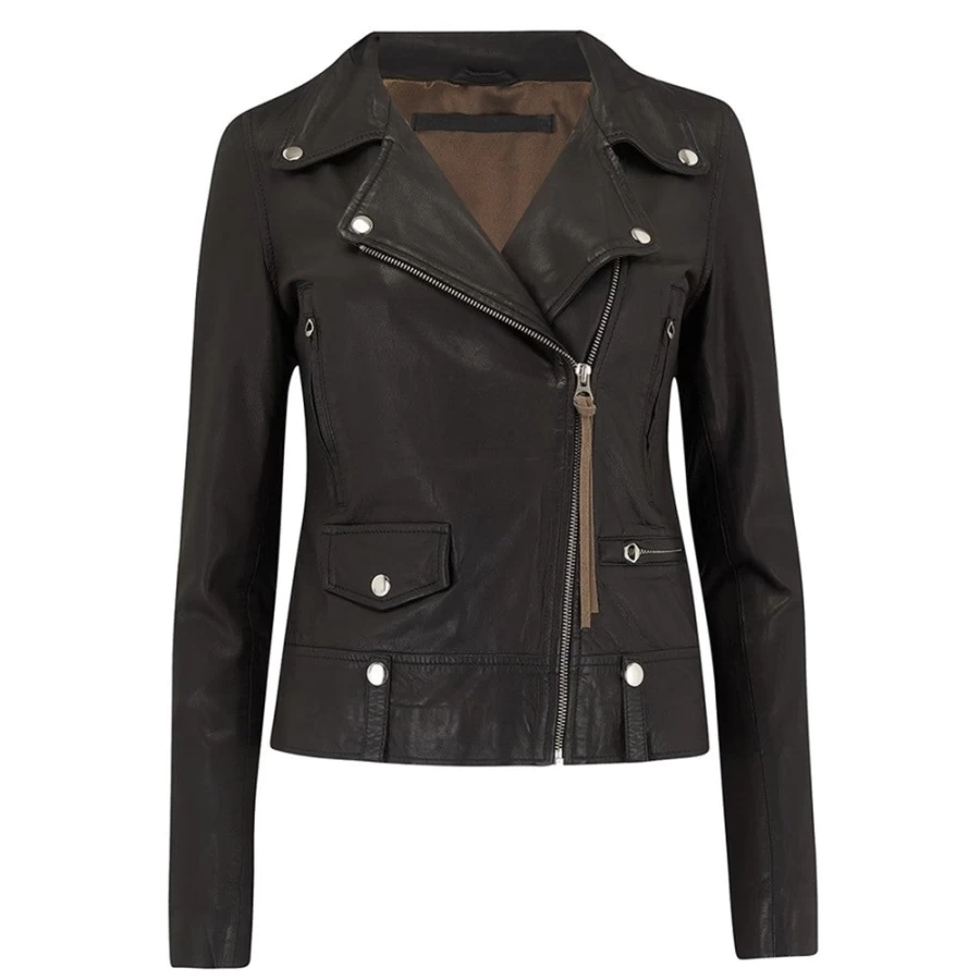 MDK Women's Seattle Thin Black Leather Jacket