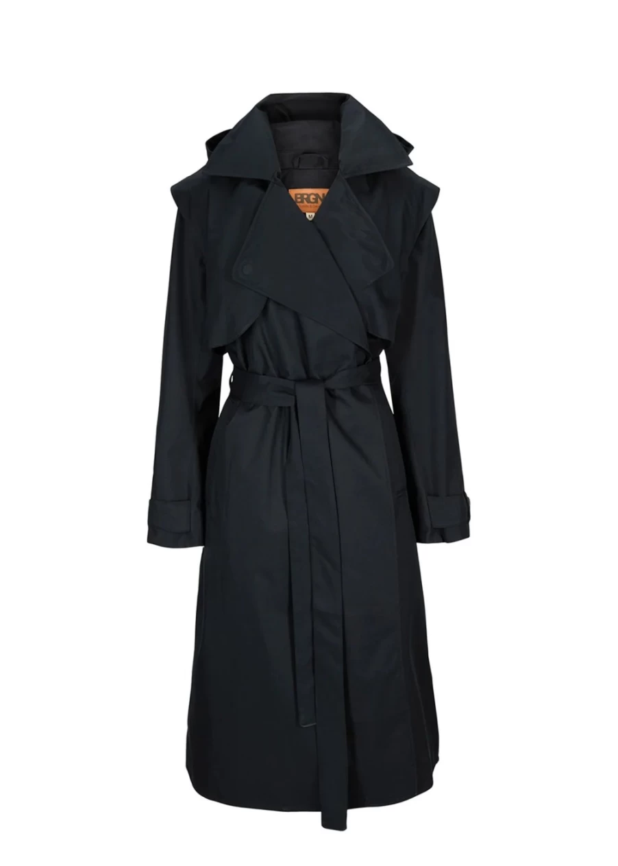 BRGN Women's Navy Water-Resistant Trench Coat - Regndrape Style for Rainy Weather