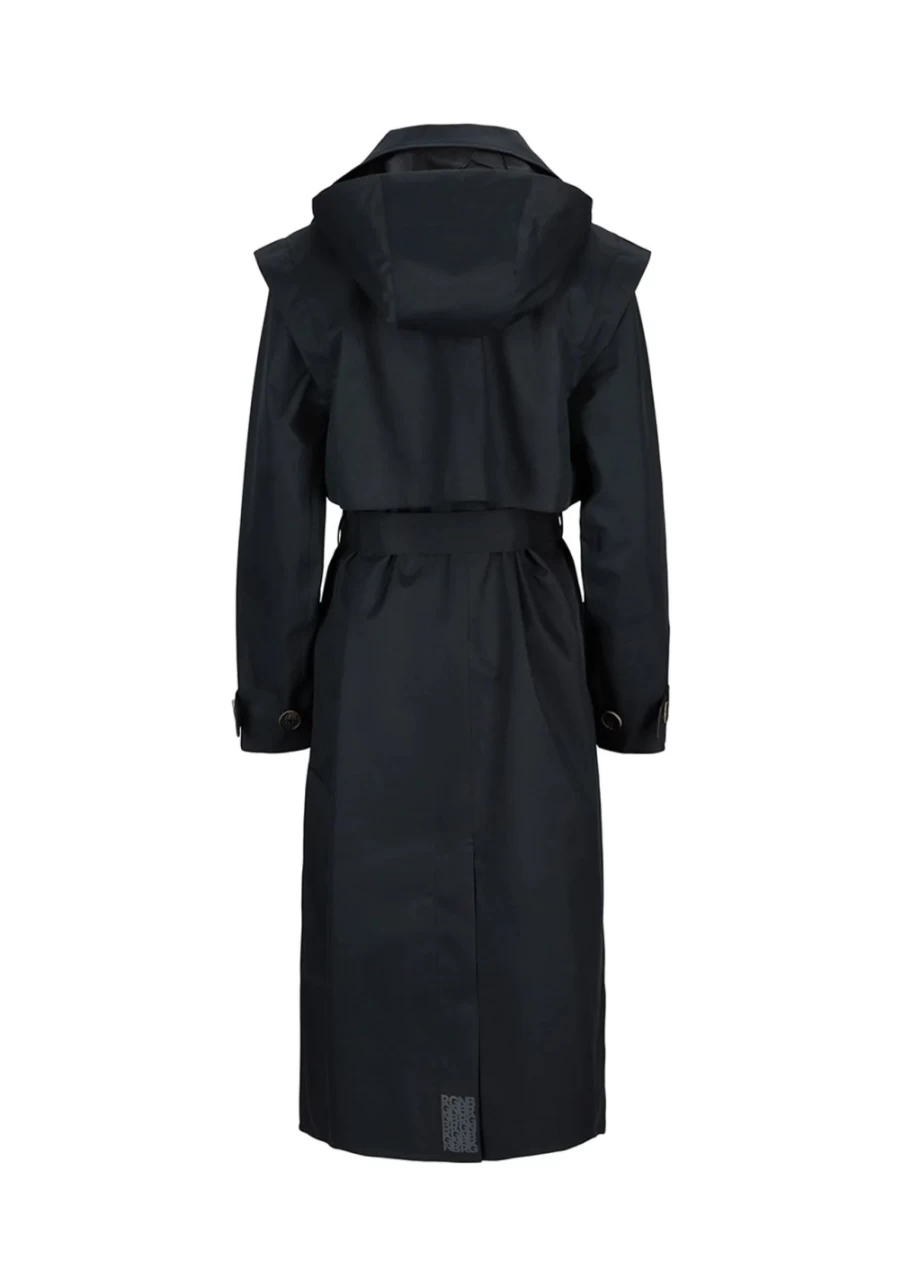 BRGN Women's Navy Water-Resistant Trench Coat - Regndrape Style for Rainy Weather