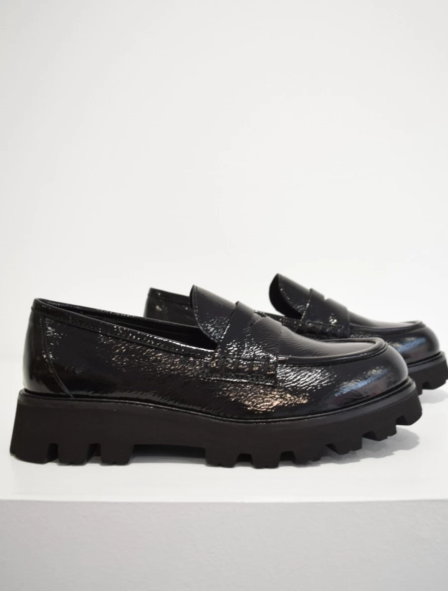 Donna Lei Women's Black Patent Finish Loafers - Stylish Slip-On Dress Shoes