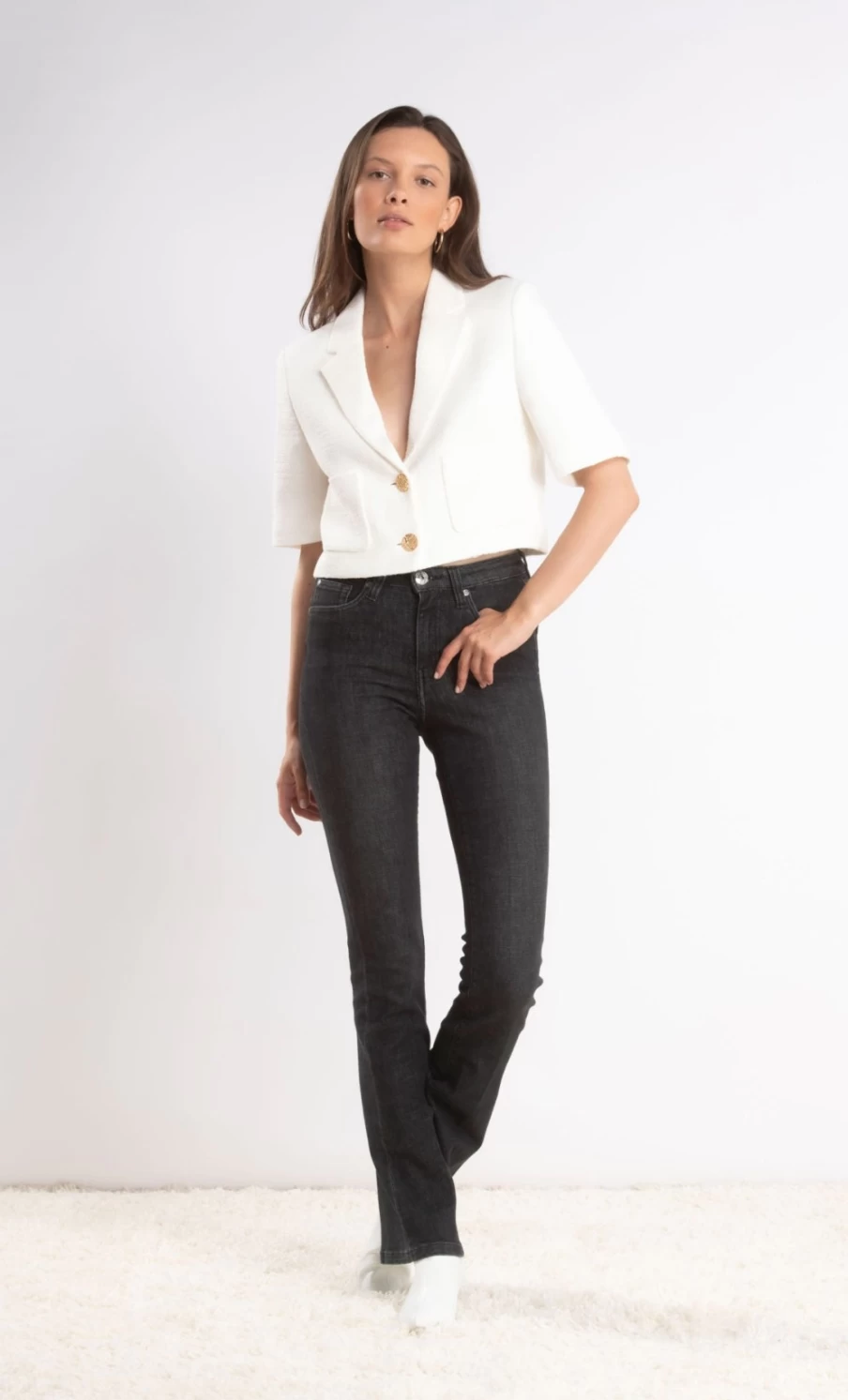 Denim Studio Women's Brooke 32 High-Rise Black Skinny Jeans - Classic Stretch Denim Pants