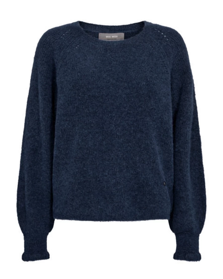 Mos Mosh Women's Talli Long Sleeve Knit Sweater in Navy Blue