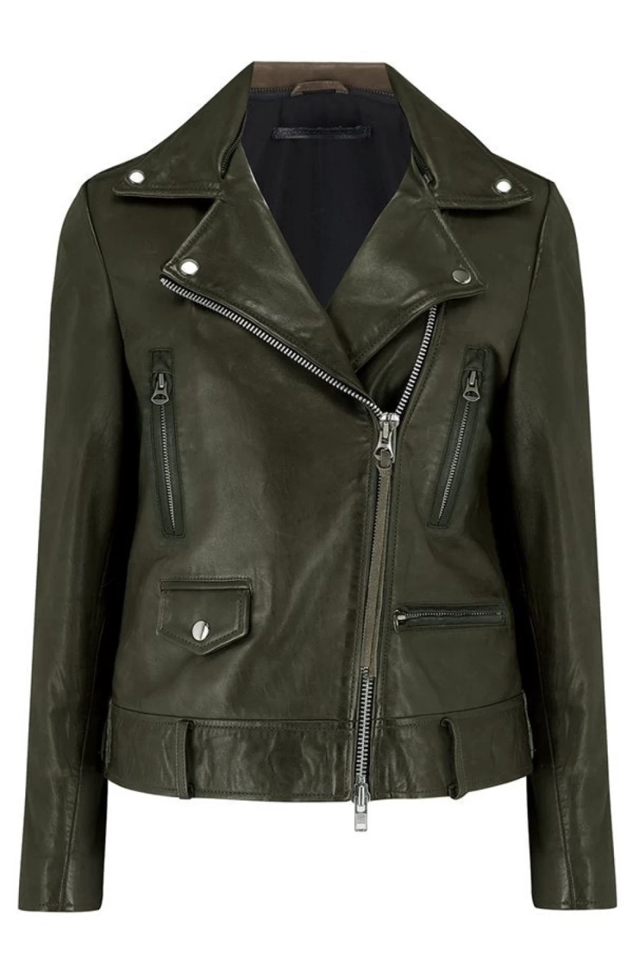 MDK Women's Seattle Thin Leather Jacket in Dark Green – Stylish & Lightweight