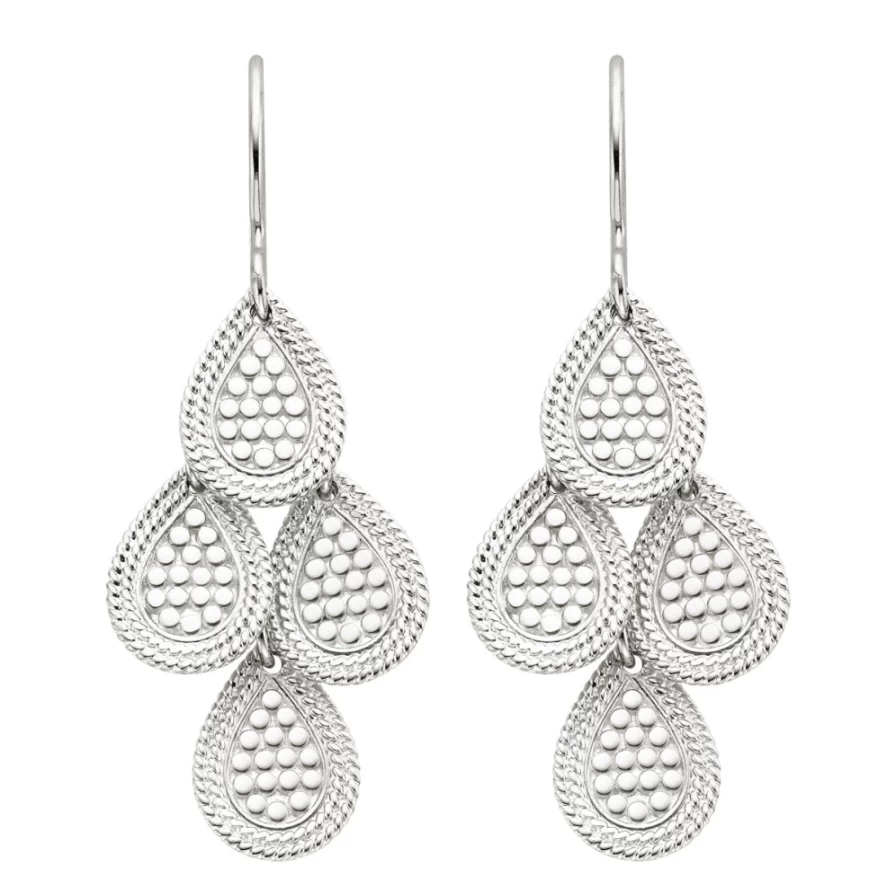 Anna Beck Women's Classic Silver Chandelier Earrings – Elegant Dangling Jewelry