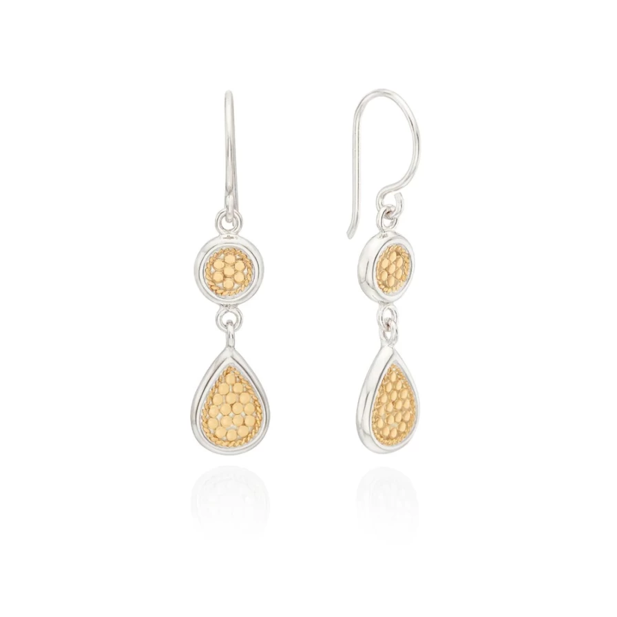 Anna Beck Women's Classic Double Drop Earrings in Gold & Silver - Elegant Dangle Jewelry