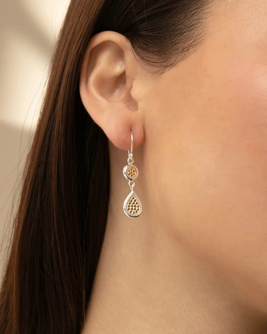 Anna Beck Women's Classic Double Drop Earrings in Gold & Silver - Elegant Dangle Jewelry