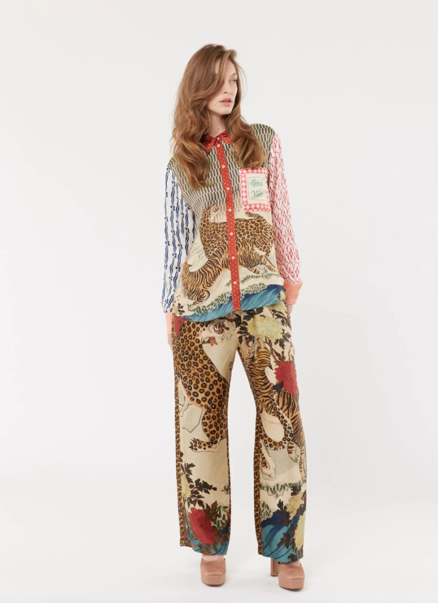 Me369 Women's Bailey Trousers - Oriental Style High-Waisted Comfort Pants