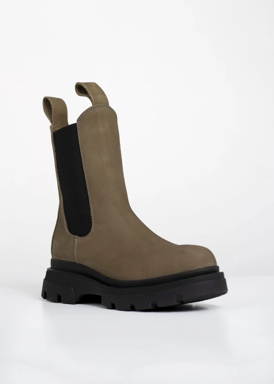 BRGN Women's Waterproof Lizard Green Chelsea Boots for Comfort & Style