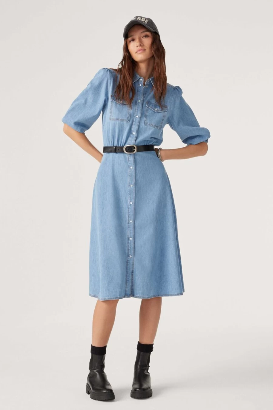 ba&sh Women's Larta Midi Dress in Blue Jeans Style