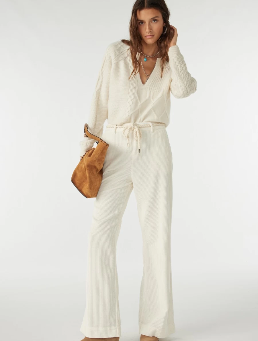 ba&sh Women's Bali Trousers in Ecru - Lightweight Linen Travel Pants