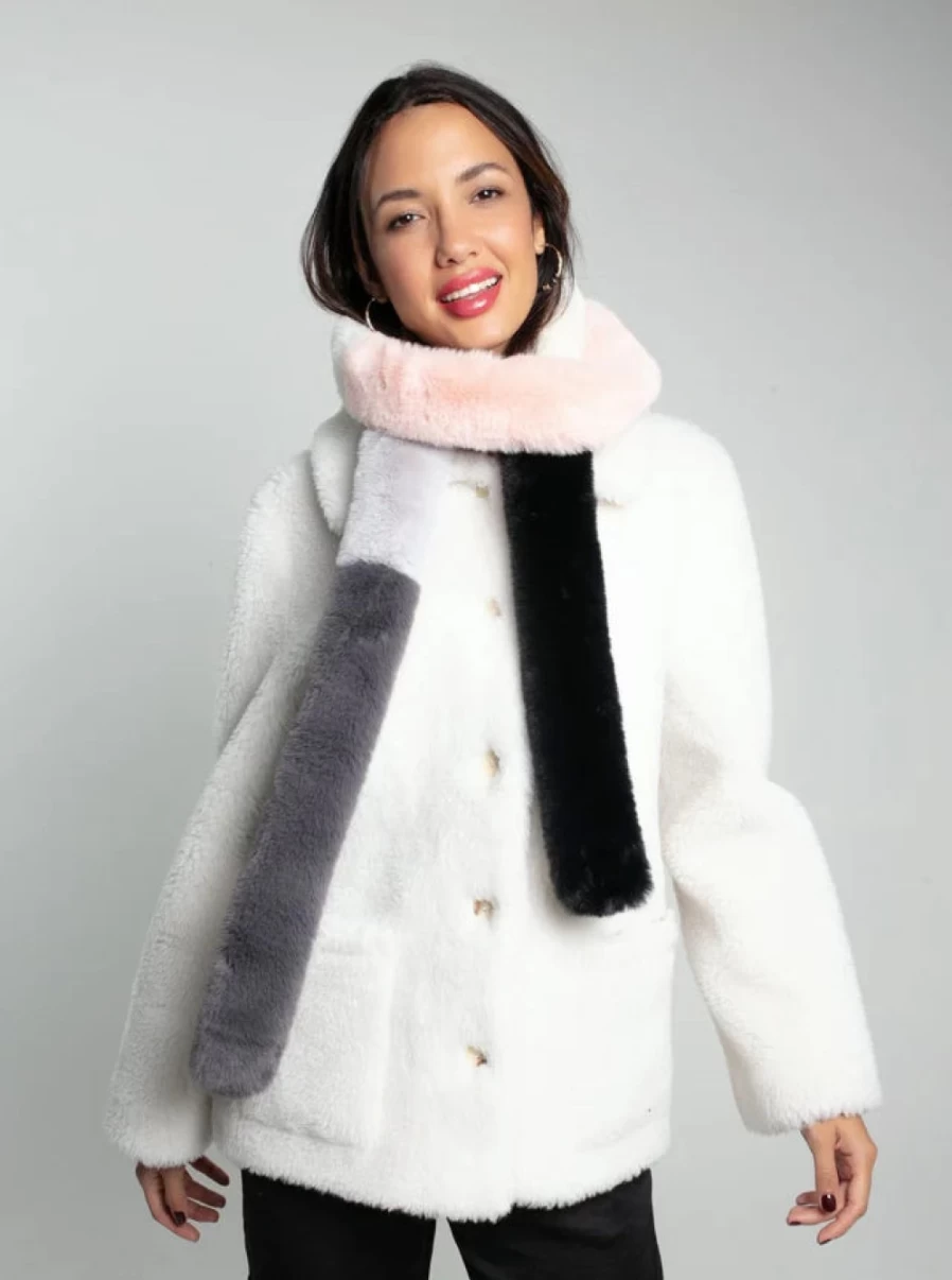 Nooki Women's Carousel Faux Fur Scarf in Nude Mix - Soft Winter Wrap Fashion Accessory