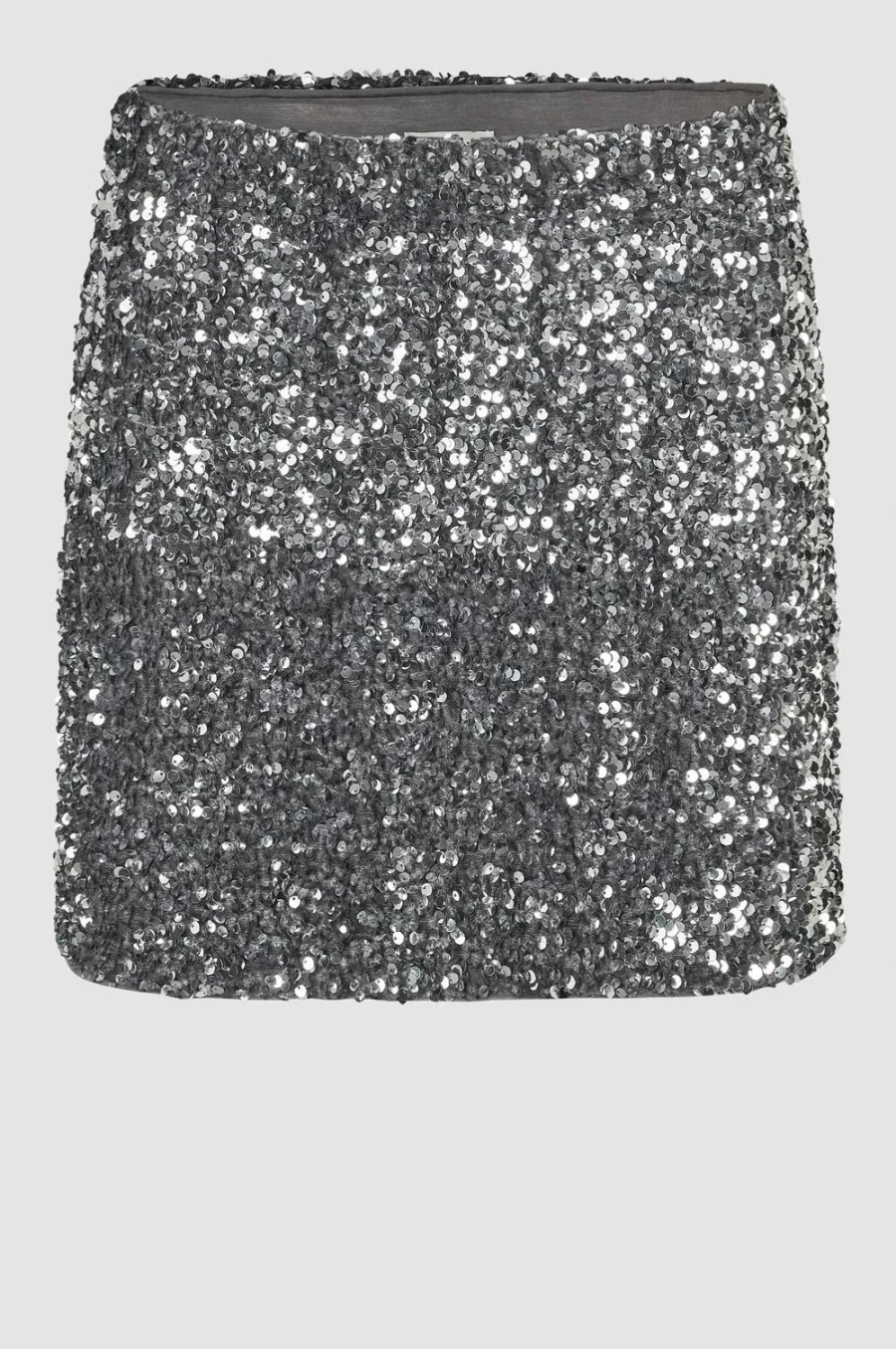 Second Female Women's Shimmer Silver Mini Skirt - Glittery Party Skirt for Night Out