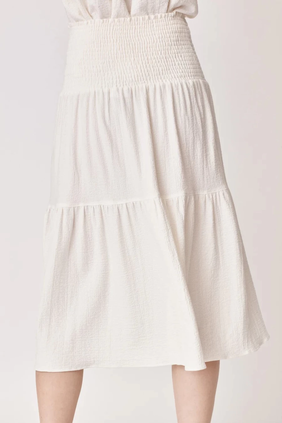 Mayla Women's Leia White Midi Skirt - Elegant Flared A-Line Design