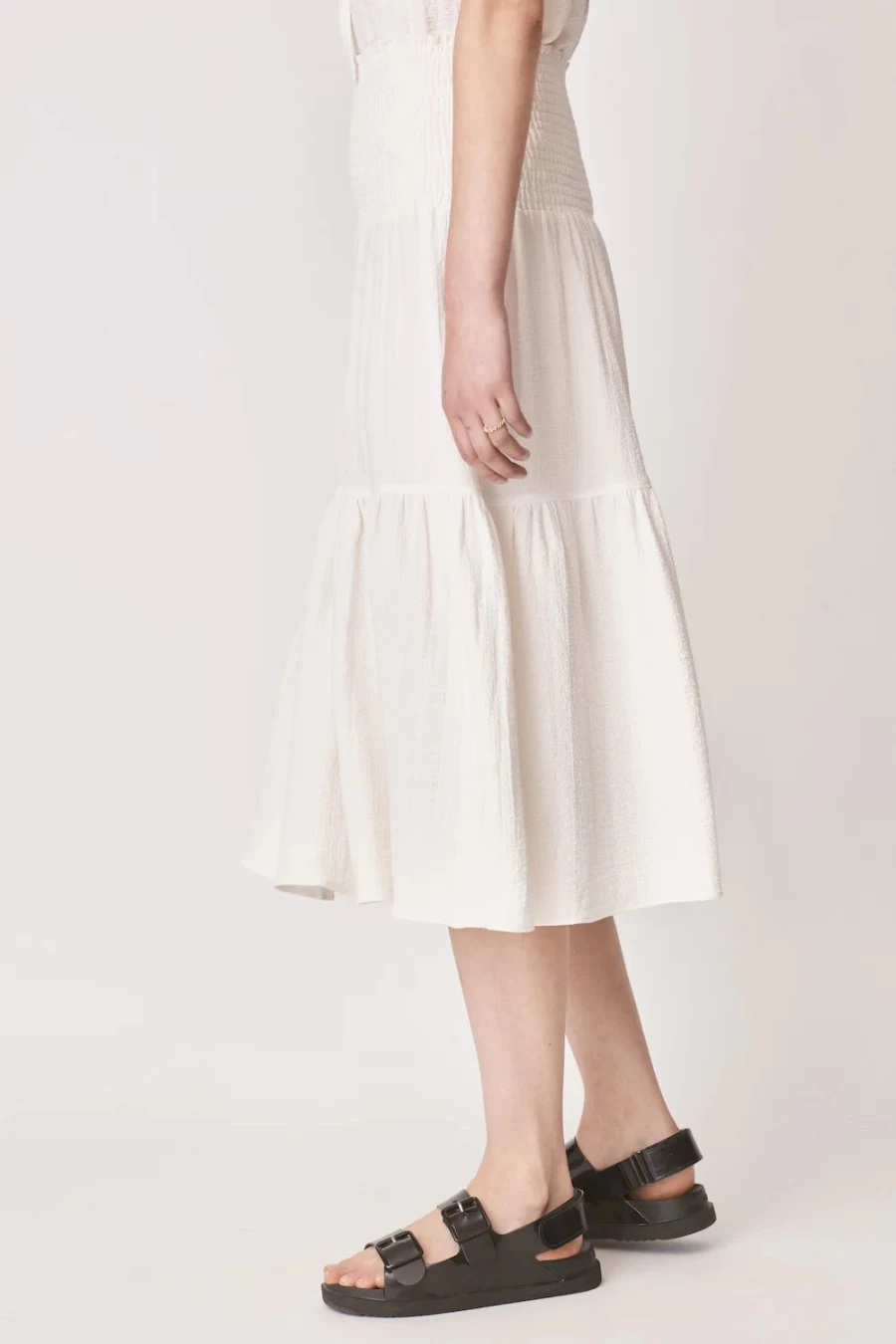 Mayla Women's Leia White Midi Skirt - Elegant Flared A-Line Design