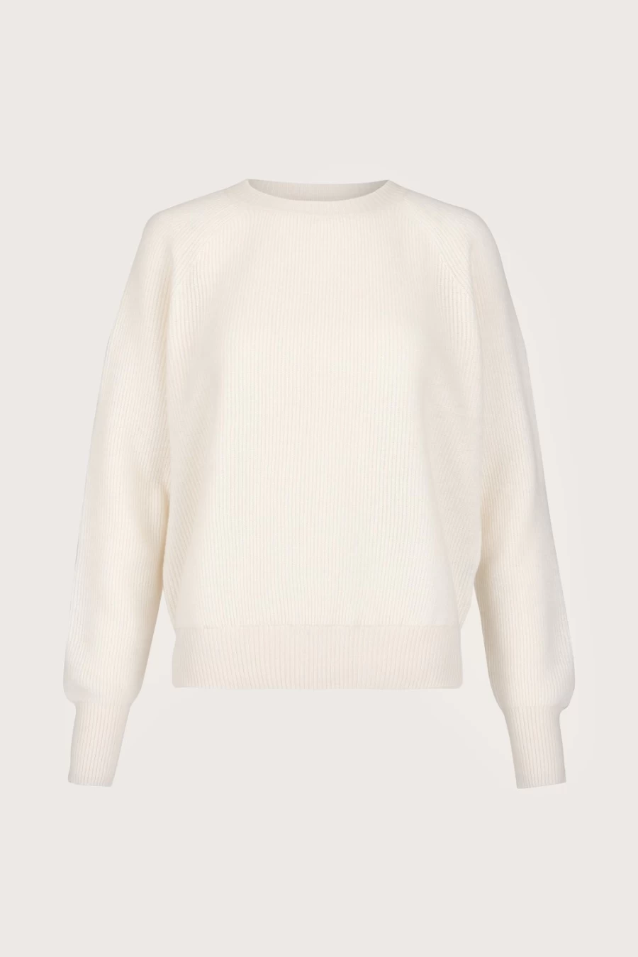 Sass & Edge Women's White Ice Cashmere Ribbed Jumper | Braemar Collection