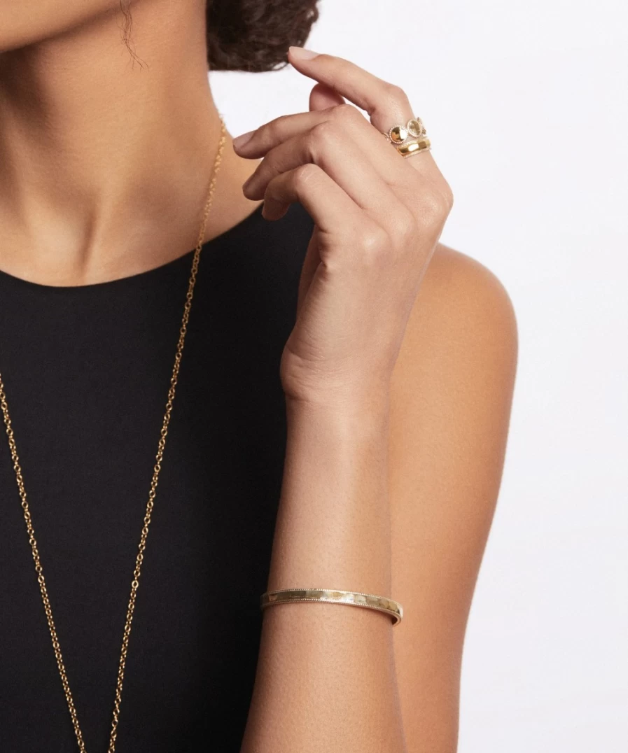 Anna Beck Women's Hammered Stacking Cuff Bracelet - Gold Boho Chic Bangle