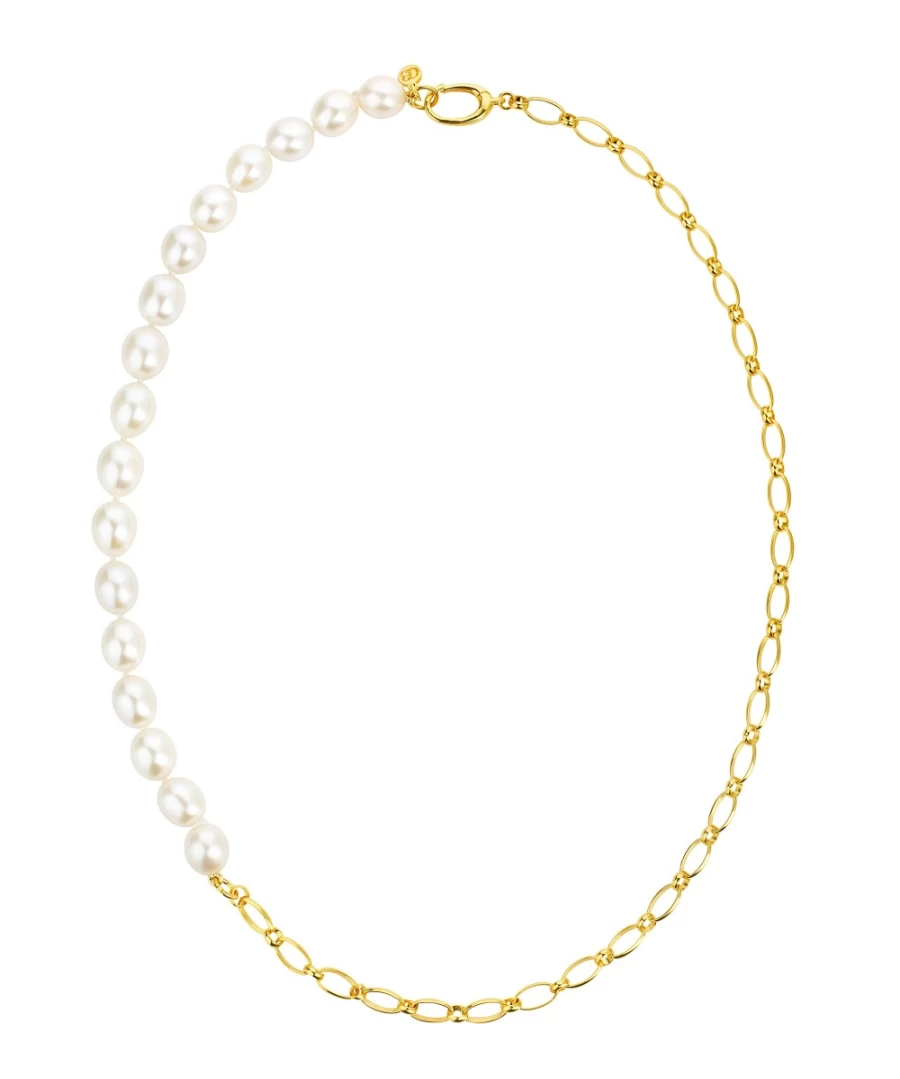 Claudia Bradby Women's Elegant City Pearl and Gold Chain Necklace
