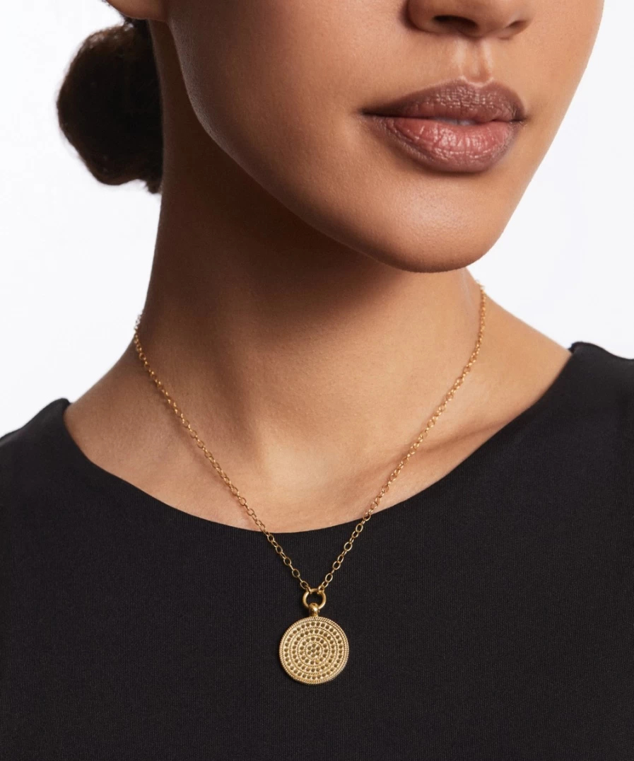 Anna Beck Women's Personalized Engrave Medallion Necklace - Customizable Jewelry Gift