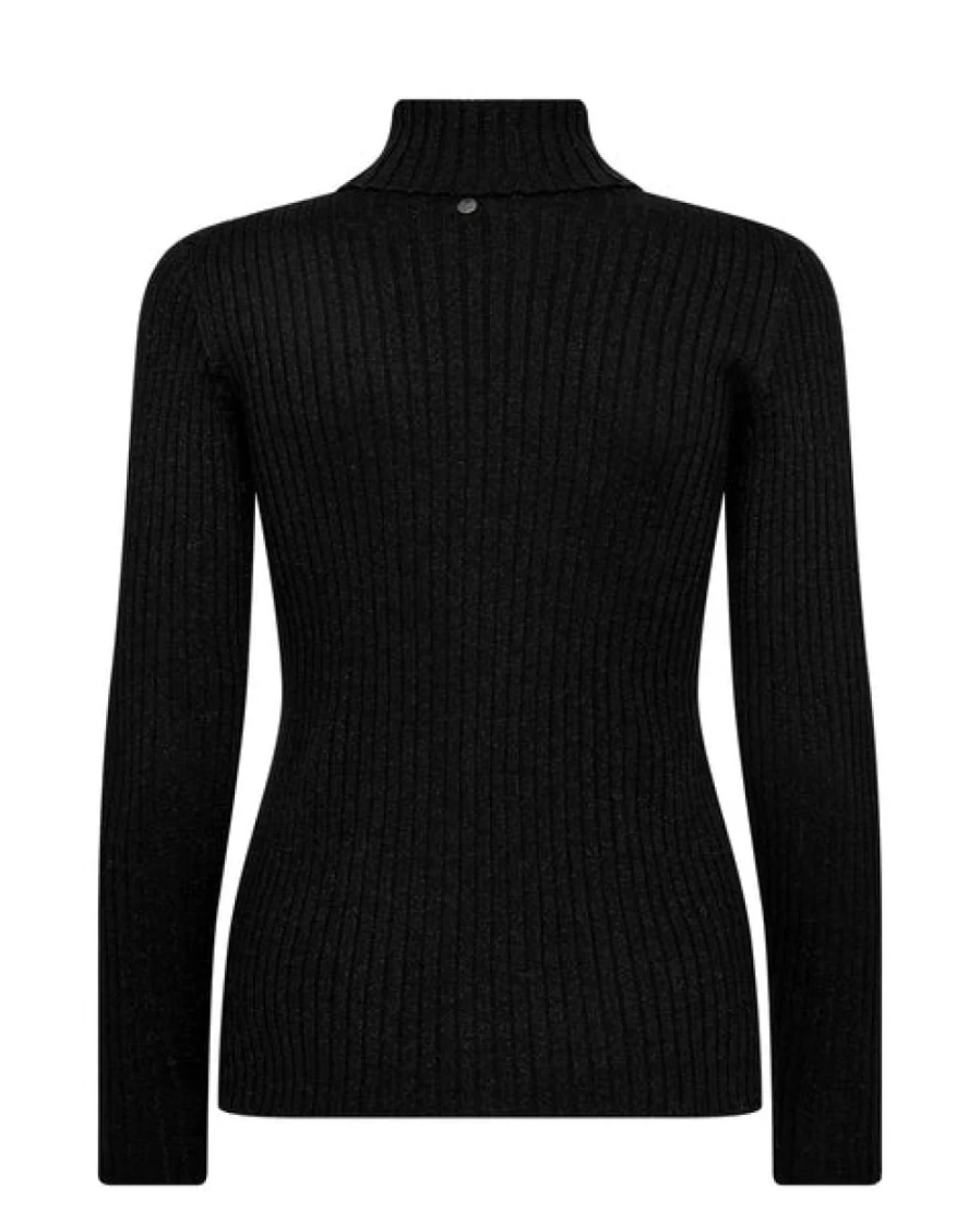 Mos Mosh Women's Ribbed Roll Neck Sweater in Black - Mmrelena Style
