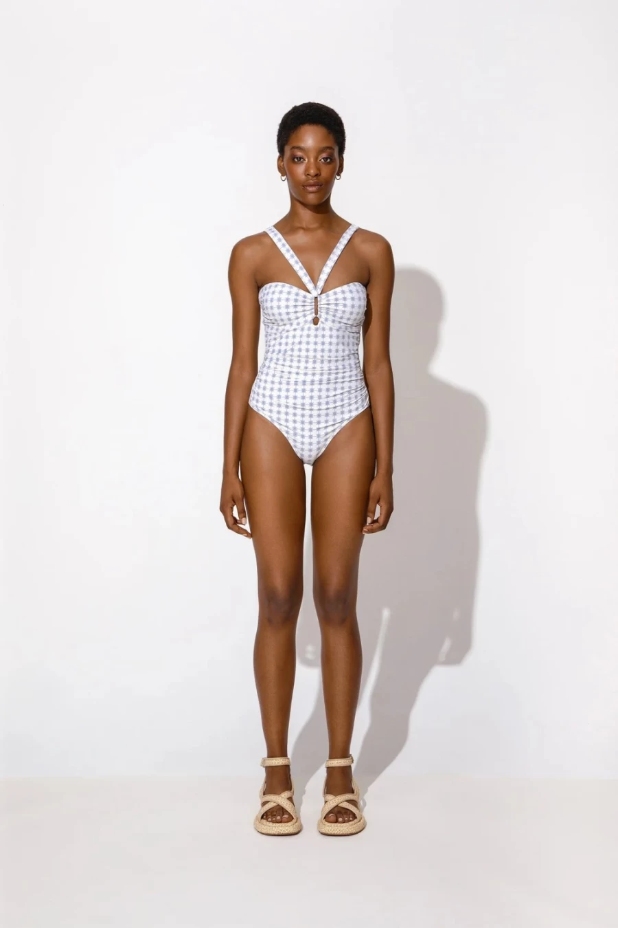 BY MALINA Women's French Ditsy Blue Eloide Swimsuit - Elegant One-Piece Bathing Suit