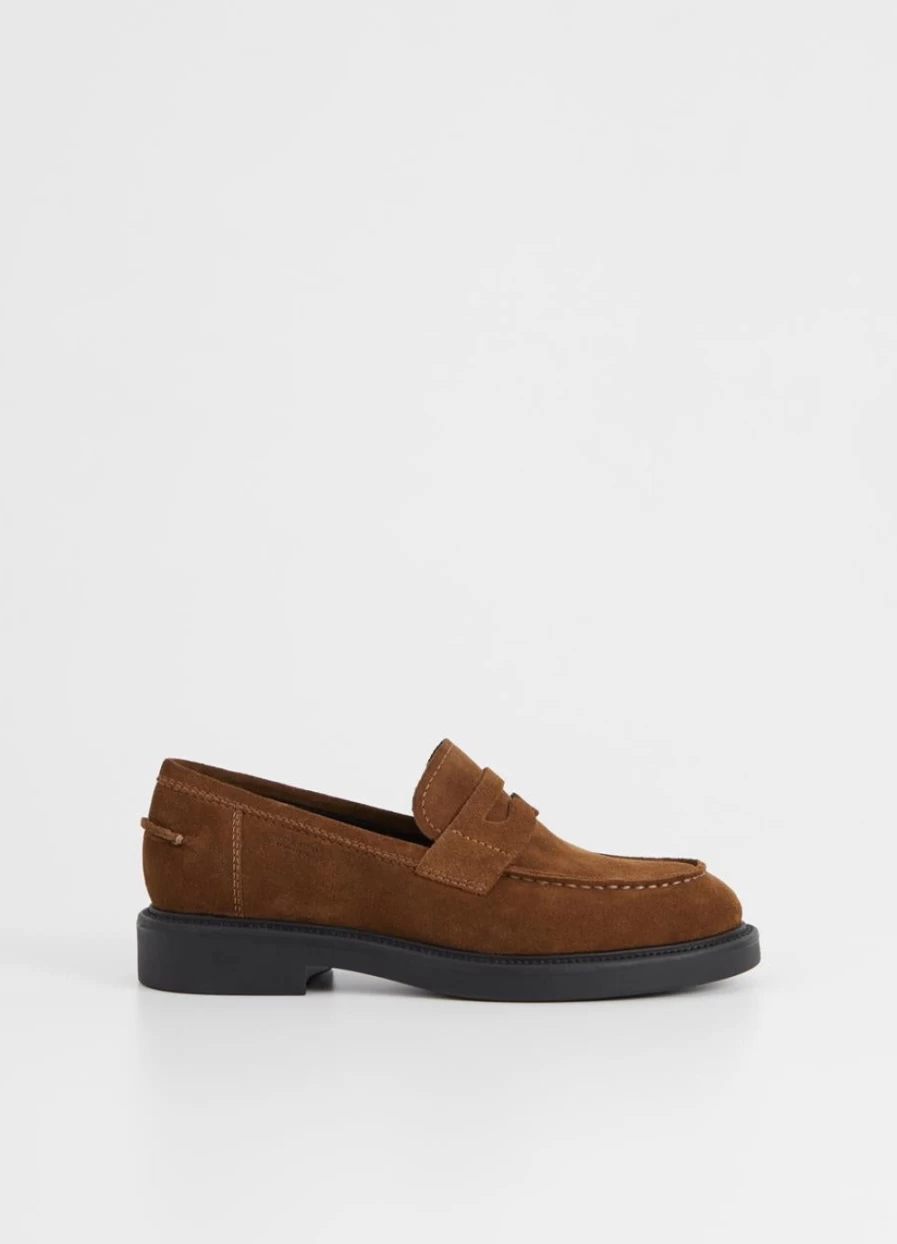 Vagabond Women's Alex W Suede Loafers in Cognac – Comfortable Slip-On Shoes for Women