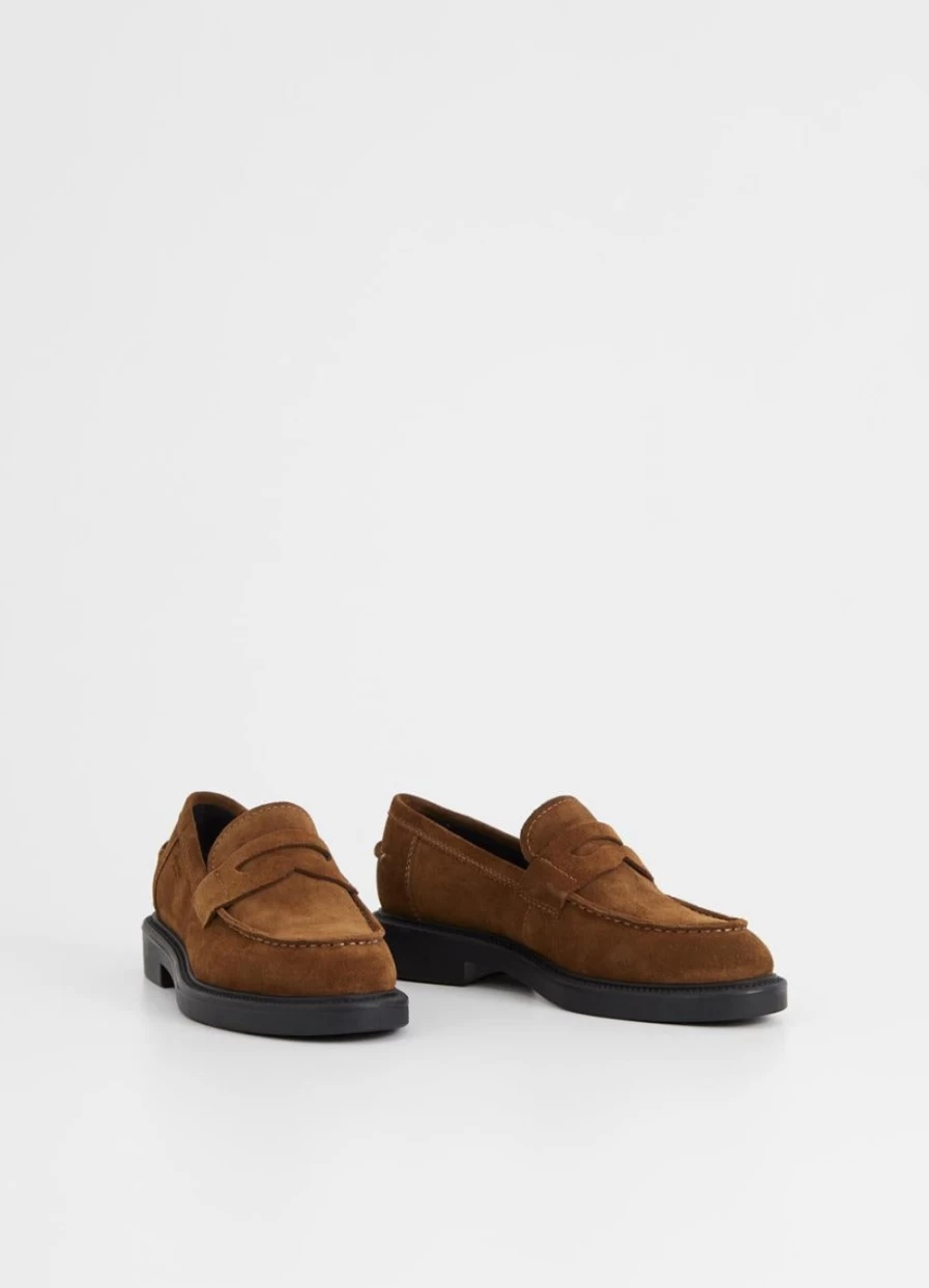 Vagabond Women's Alex W Suede Loafers in Cognac – Comfortable Slip-On Shoes for Women
